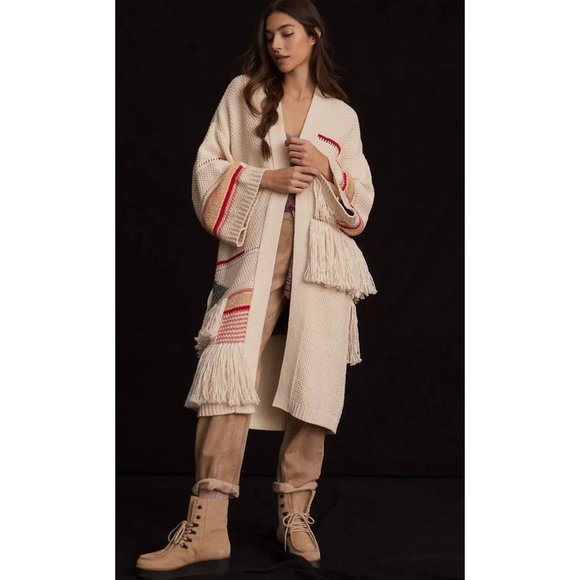 Anthropologie Pilcro Fringed Duster Cardigan One Size S M L